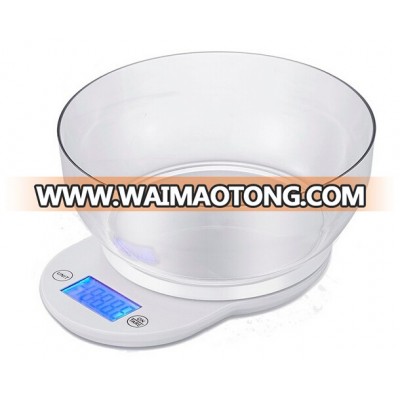 unique hot selling digital plastic cooking diet scale, kitchen vegetable scale with bowl